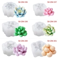 Lot de 6 moules en silicone succulentes pour bougies parfumées et savons artisanaux - Moule Succulente Lot de 6 (196-201) / Blanc