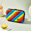 Rainbow gradient hardshell cosmetic crossbody bag with black zipper and metal logo - Rainbow-Handbag