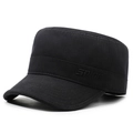 Berretto militare nero in cotone con ricamo SPORT e parte superiore piatta stile classico - Regolabile / Nero
