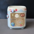 Blue mini fridge-style pen holder for children with 3D cartoon bear stickers - With Stickers & 3D Charms / Blue
