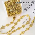 10m golden Christmas bead garland with snowflake tree and snowman motifs for cake decor - Gold Snowflake Snowman Beaded Garland 10m