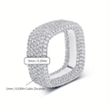 Detail of 9mm square ring with 1mm cubic zirconia pave setting in a silver finish - Silver 9mm Square Full Pave (ARS102449W-)