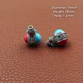Tibetischer Silber-Abstandshalter, 14mm Durchmesser, mit blauer Einlage für Schmuck - Stil 6 (14mmx18mm)
