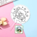 DIY kids coloring fan with cute panda pattern and translucent plastic handle - Panda with Bamboo
