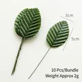 Artificial green leaves bundle 10pcs with wire stems 5x3cm for DIY crafts and wedding decor - Dark Green Rose Leaf (10 Pcs/Bundle)