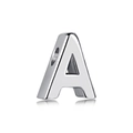 Polished S925 silver necklace pendant with letter A heart charm on white background - White Gold DY130005 (Letter A)