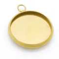 Pendentif base de gemme en acier inoxydable, diamètre intérieur 14mm, fini doré - Couleur Or 16MM