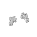 Dettaglio del ciondolo a croce argento con zirconi micro-pavé e foro per infilatura - Argento Zirconia Bianca