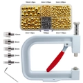 Manual pearl setting tool kit with white hand press machine and 4-10mm mold dies - Combo 3 Gold (Machine + Gold Pearls)