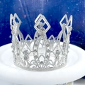 Corona da principessa in argento scintillante con strass su sfondo blu stellato - Bambini Elegante Corona Argento