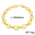 Pulsera de granos de café dorada de acero inoxidable con eslabones texturizados, 190x8mm - Estilo B Pulsera Dorada (KB160646-Z)