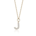 Luxurious 925 sterling silver golden letter J necklace with sparkling diamonds for women - J-Necklace-Gold