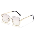 Chic half-frame sunglasses with golden metal frames and gradient grey lenses for women - Gold Frame Silver Grey Lens