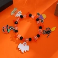 Pulsera de Halloween con cuentas naranjas y dijes de esmalte de fantasma y calabaza - Estilo de Calabaza Fantasma Colorida (3847)