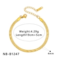 Dettaglio della catena piatta in acciaio dorato da 4mm con specifiche dimensionali - Catena a Serpente (NB-B1247)