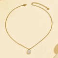 Elegante collana placcata in oro con pendente rettangolare con diamanti e inserto bianco - Pendaglio Rettangolare / Oro Rettangolo-Madreperla Zirconia
