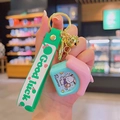 Cute Pochacco cartoon house keychain with green Good Luck strap and gold bell charm - Cartoon Luminous House-Green Dog