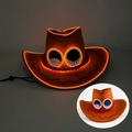 Luminous orange cowboy hat with LED lighting and red beads for Halloween parties - One Piece Ace Cowboy Hat