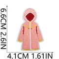 Detailed embroidery patch showing a pink cartoon raincoat with specific size measurements - Pink Raincoat (17号)