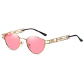 Occhiali da sole steampunk polarizzati con montatura dorata e lenti rosa - Montatura Dorata Lenti Rosa