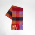 Écharpe à carreaux rouge orange bleu avec franges en matière douce imitation cachemire - Carreaux Rouge Violet