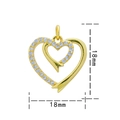 Ciondolo a doppio cuore dorato con micro-intarsi di pietre misura 18mm x 18mm - Oro Zircone Bianco-Cuore 0862