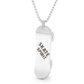 Silver stainless steel skateboard pendant necklace with Skate Spirit engraving - Silver Skateboard Style (KP100139)