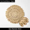 Handmade woven sun-shaped straw wall decoration in natural brown finish, 38cm diameter - Sunburst Woven Decor Type A 38cm