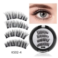 KS02-4 4-pair set of natural black magnetic false eyelashes with glue-free reusable design - KS02-4 Dense Cross Style (KS02-4)