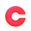 Matte neon pink chunky C-shaped clip-on earring for women on a white background - Red