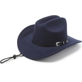 Professioneller dunkelblauer Western-Cowboyhut aus Filz mit breiter Krempe und Kinnriemen - Schnalle Gürtel Stil / Blau