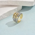 Golden plated teardrop ring with pave diamonds and adjustable open design - Pave Rhinestone With Gold Lines Style (JZ0051-4)