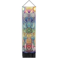 Macro shot of bohemian tapestry detailing rainbow owl pattern and black fringe accents - 32.5x130cm / Style 8 (Colorful Owl Spiritual)