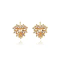Fashionable heart earrings in 18K gold plated finish with orange and white zircons - Gold Heart with Orange Main Stone (E2131)