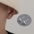 Punk style silver four-point star stud earrings for men with polished metal finish - Four Pointed Star Pair / Silver