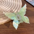 Iridescent mermaid green butterfly hair claw clip with large acetate pearlescent finish - Butterfly 7cm / Iridescent Green