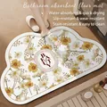 Cloud-shaped bathroom mat with yellow daisy print and non-slip quick-dry texture - 40*60cm (Normal Diatomite) / American Cloud Style-B