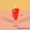 Cute red simulated sundae drink keychain, 6x2.5cm ice cream pendant weighing 30g - Red