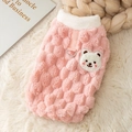 Cute pink puppy sweater with bear embroidery and metal D-ring for small dogs - S / Pink Bear