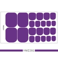 Detaillierte Bogen dunkelvioletter 3D-Zehennagelaufkleber in Uni-Farben, Modell YMZ281 - YMZ281-Dunkelviolett