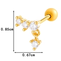 Gold titanium steel screw-back stud earring with clear cubic zirconia arc design - Curved Arrangement Style (0189-5# Gold)