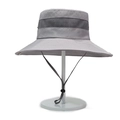 Light grey outdoor sun hat with dark grey mesh panel and adjustable chin strap - M (56-58cm) / Gray