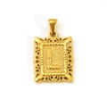 18K gold plated stainless steel square pendant featuring镂空 hollow pattern and letter L - Letter L (SP598G-L)