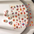 5D-Gelee-Herz-Nagelaufkleber Co-050 mit roten Vintage-Liebesherzen und Flammendesigns - Heiligstes Herz Liebe Stil (CO-050)