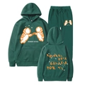 Dark green Ivan Cornejo hooded tracksuit with orange astronaut print graphics - Dark Green