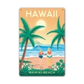 Retro Hawaii Waikiki Beach tin sign with vintage surfing illustration for wall decor - 11540(34) / 20*30cm
