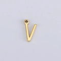 Polished 18K gold plated stainless steel letter V charm pendant for DIY jewelry - V (Bracelet Accessory) / Gold