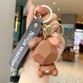 Portachiavi orso geometrico marrone con cinturino Ninja Warriors e gancio d'oro - Marrone