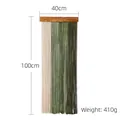 Handmade woven cotton tassel wall hanging in cream and green with wooden beam and 40x100cm size - 40*100CM / Gradient Green