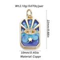 Detailed view of blue enamel heart pendant showing dimensions 22mm x 10mm and copper material - Blue Artistic Star Eye (YSN006-8)